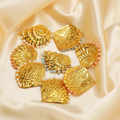 New Arrival 18k Gold Plated Stainless Steel Pearl Conch Seashell Charm Pendant for Diy Necklace Jewelry Making Accessories
