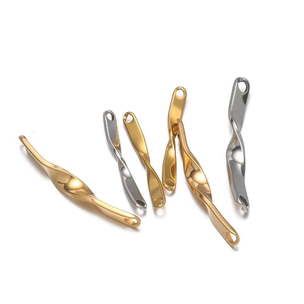 18K Gold Plated Thick Wavy Twisted Long Pendant