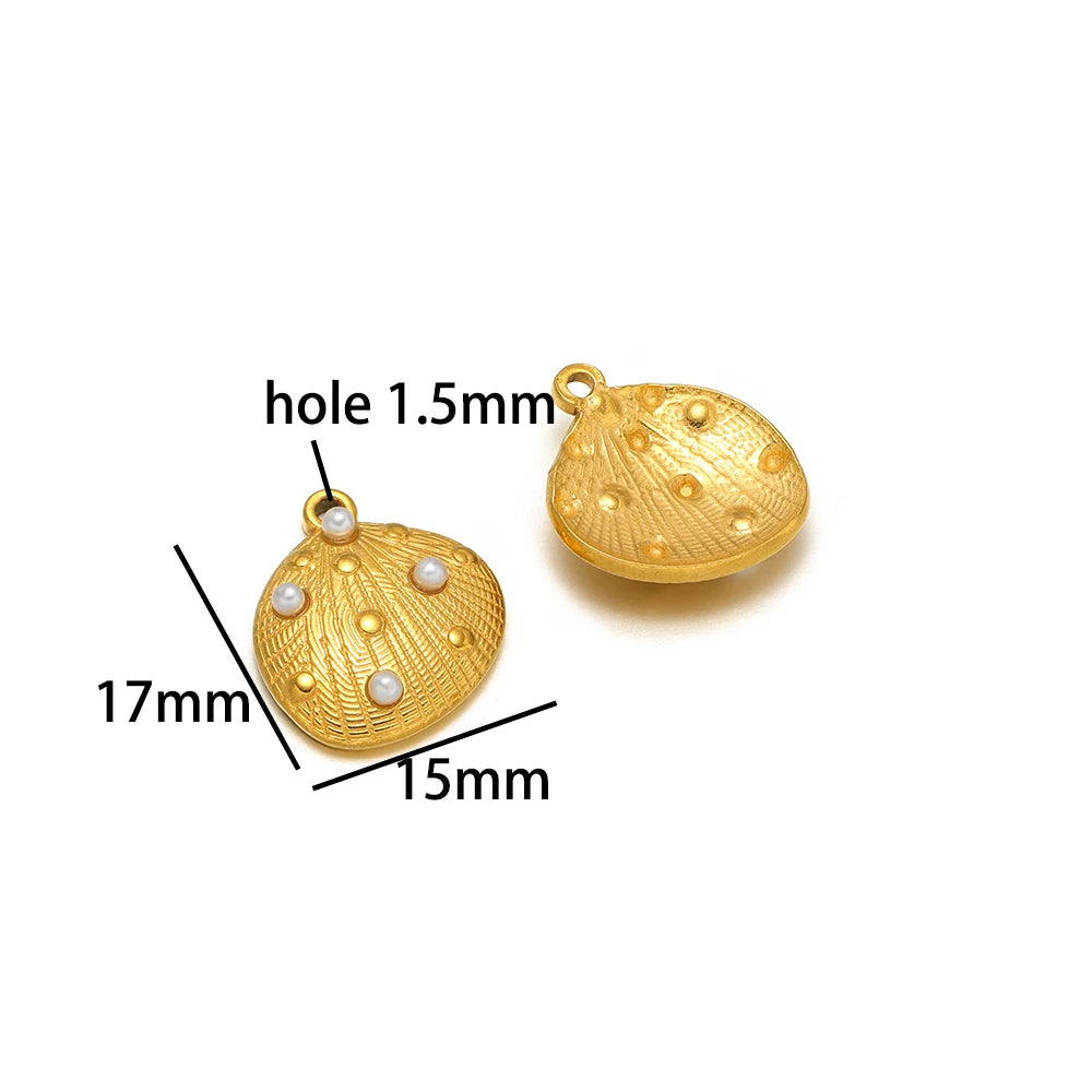 Wholesale 18k Gold Plated Stainless Steel Drip-oil Heart Coconut Tree Square Conch Charm Pendant for Women Jewelry Making