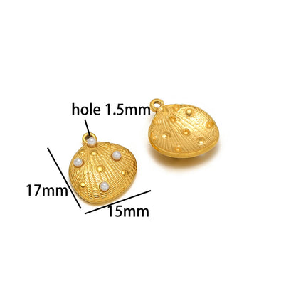 Wholesale 18k Gold Plated Stainless Steel Drip-oil Heart Coconut Tree Square Conch Charm Pendant for Women Jewelry Making