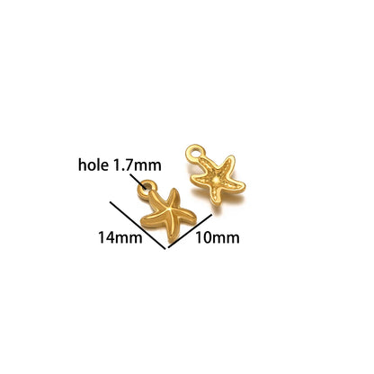 Ocean Style Sea Star Charm Stainless Steel 18K Gold Plated Starfish Charm Pendant for Jewelry Earring Necklace Making