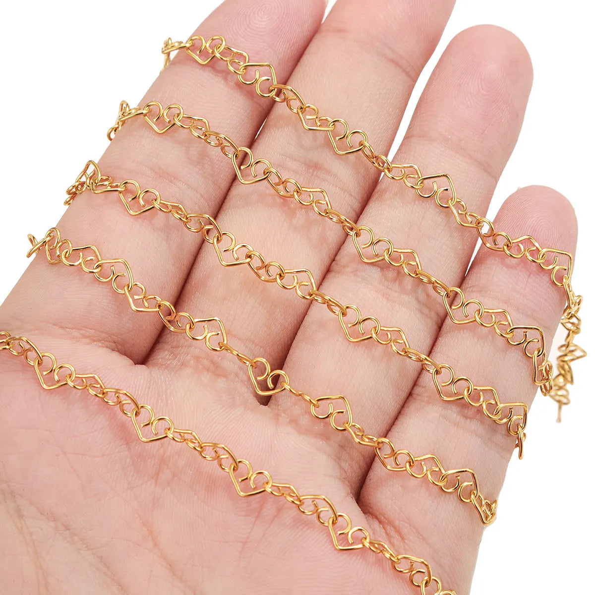 B3051 Amazing New Fashion 18k Gold Plated Stainless Steel Chain Heart Fashion Link Necklace Bracelet Chain
