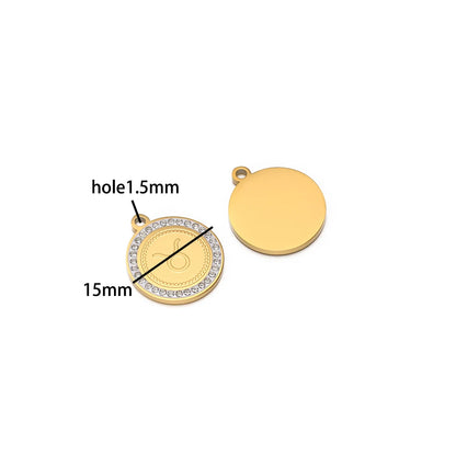 Wholesale Stainless Steel 18k Gold Plated Zodiac Sign Zircon Charm Pendant for Jewelry Necklace Making Accessories