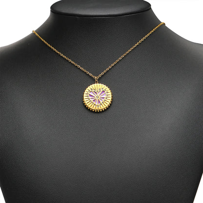 New Selling Stainless Steel 18k Gold Plated Enamel Heart Round Zircon Charm Pendant for Diy Jewelry Making Wholesale