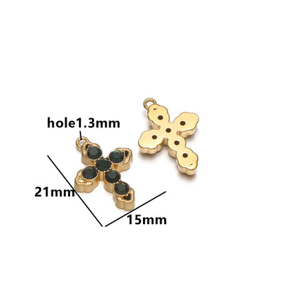Minimalist 18k Gold Plated Stainless Steel Hollow Zircon Cross Charm Pendant for DIY Christian Religion Necklace Jewelry Making