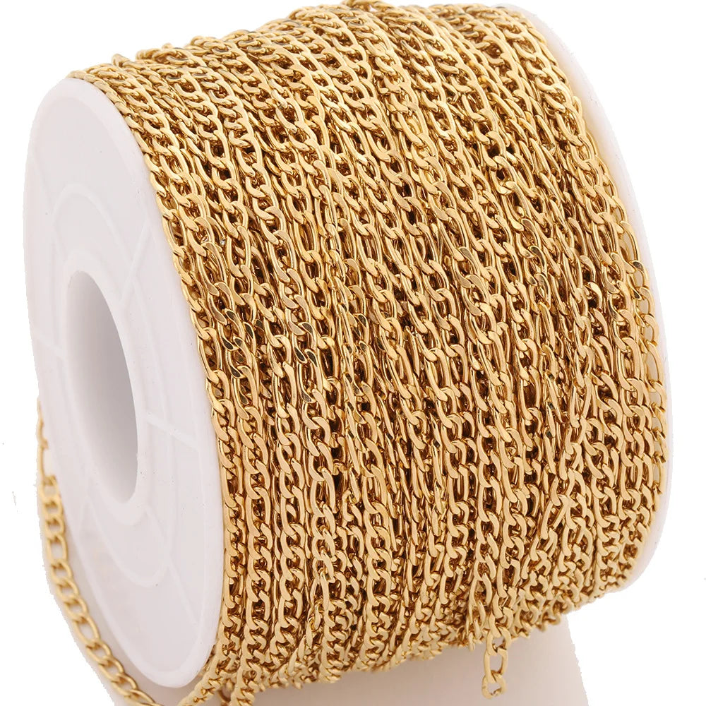 E481 2mm Removable Threaded Cuban Stainless Steel Chain Jewelry Making Loose Chain Bracelet Necklace Earring Chains