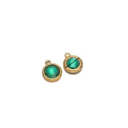 18K Gold Plated Stainless Steel Enamel Round Pendant Findings for Necklace Earrings Garment Making