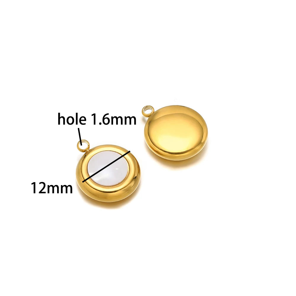 Enamel Heart Pendant 18k Gold Plated Stainless Steel square Oval Round Charm Pendant for Women Jewelry Making Accessories