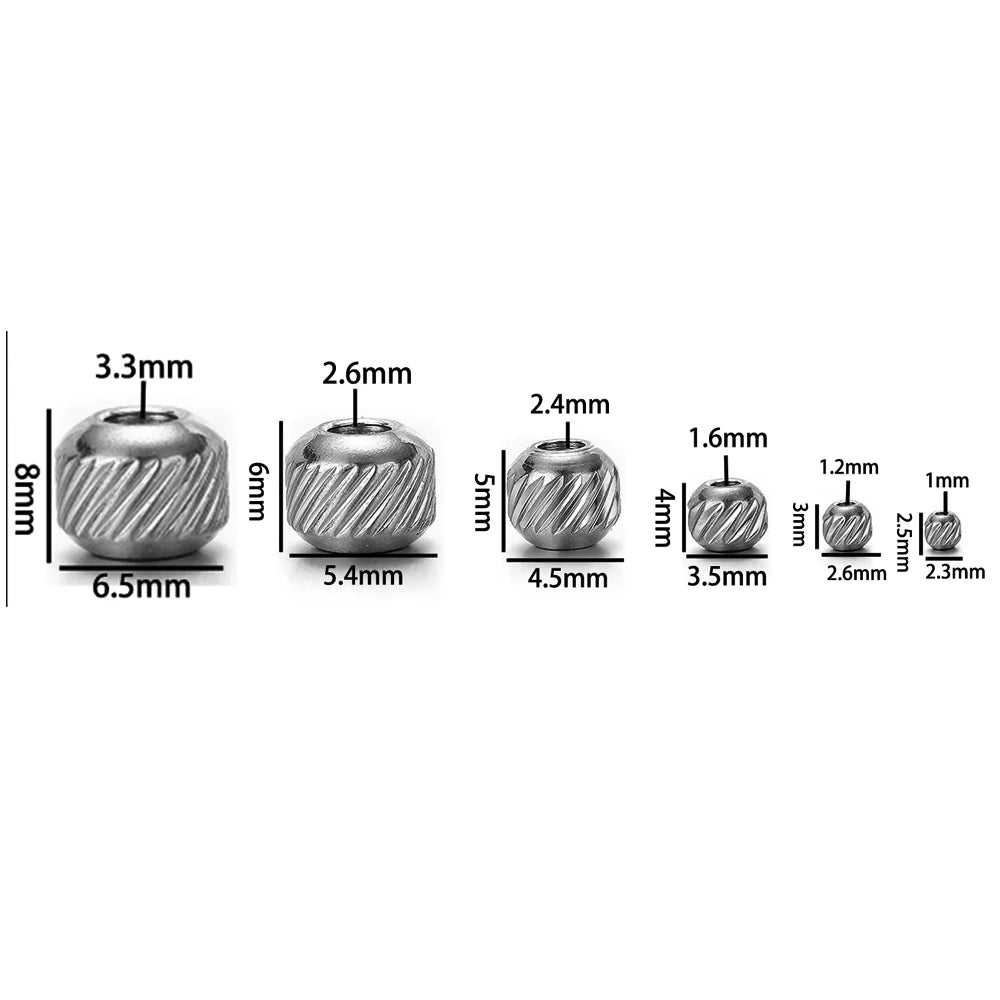 Bulk 18k Gold Plated Stainless Steel Grid Pattern Vertical Stripe Bead Charm Pendant for Jewelry Necklace Bracelet Making