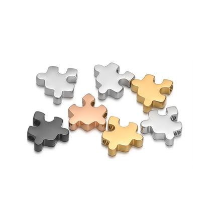 18k Gold Plated Stainless Steel Creative Puzzle Beads Charm Pendant for DIY Necklace Jewelry Making Accessories