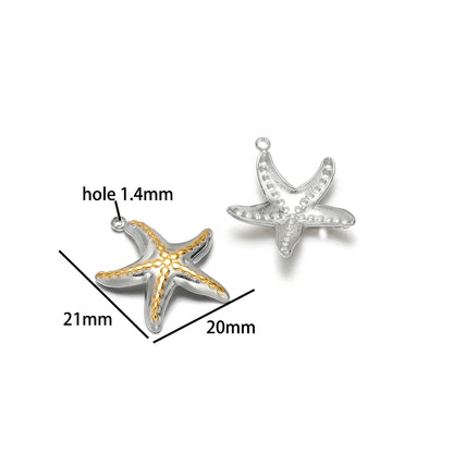 Stainless Steel 18k Gold Plated Enamel Heart Starfish butterfly Shell Zircon Charm Pendant for Jewelry Necklace Making