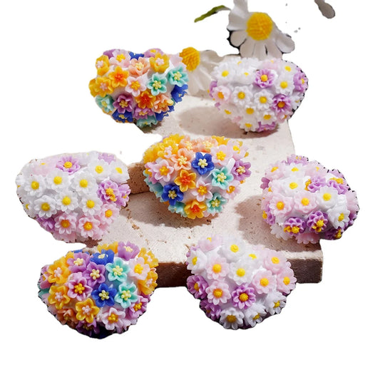 Heart Shaped Flower Loose Beads Bulk for DIY Keychain Bracelet Jewelry Making Accessories Wholesale
