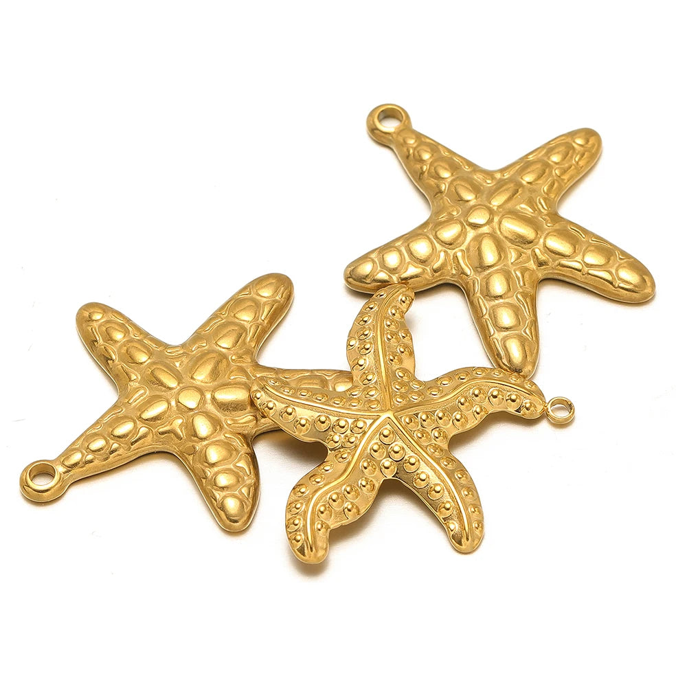 Ocean Style Sea Star Charm Stainless Steel 18K Gold Plated Starfish Charm Pendant for Jewelry Earring Necklace Making