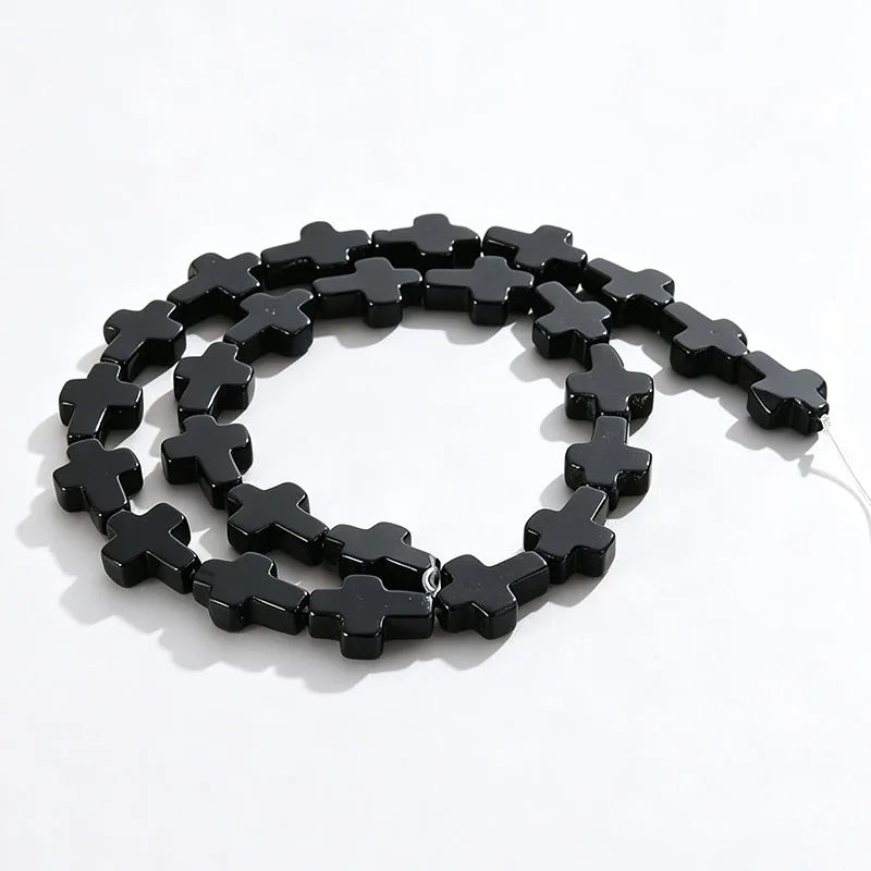 Natural Stone Christian Cross Beads Colorful Stones Loose Beads Strand for DIY Jewelry Making Bracelets Necklaces 12x16x5mm