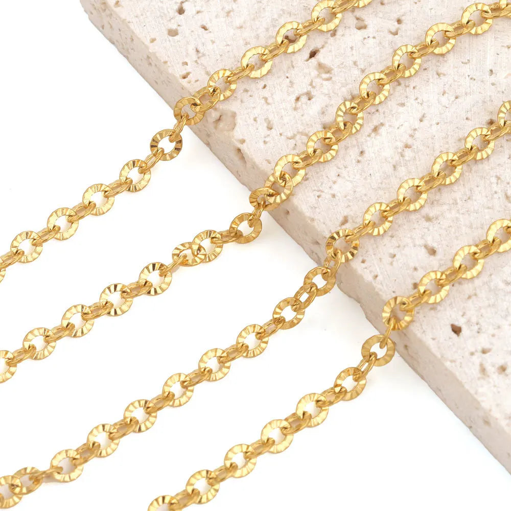E184 Fashion Silver Gold Plated Chain Waterproof Stainless Steel Roller Link Chains for Jewelry Custom