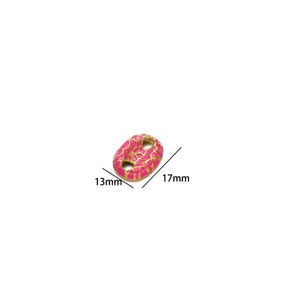 No Tarnish Stainless Steel Gold Plated Pig Nose Colorful Drop Enamel Double Hole Connection Charm Pendant for Necklace Making