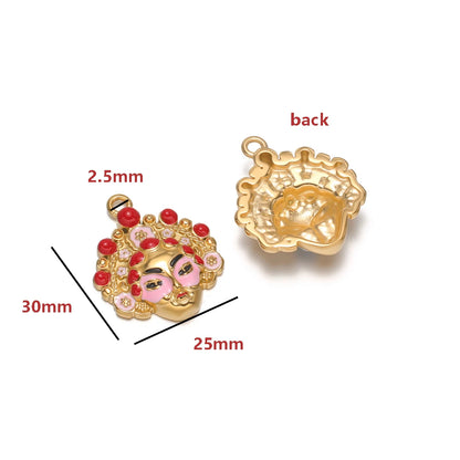 Colorful Gold Plated Peking Opera Mask Charms - Single Sided Enamel Drama Face Pendants for DIY Jewelry Making