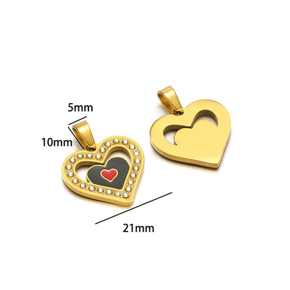 Exquisite Stainless Steel Gold Plated Dripping Oil Eyes Heart Moon Charm Pendant for DIY Jewelry Making Wholesale