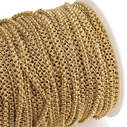 D823 Fashion Waterproof 18k Gold Plated Stainless Steel Chain Rolo Unique Necklace Bracelet Bulk Roll Chain for Jewelry Diy