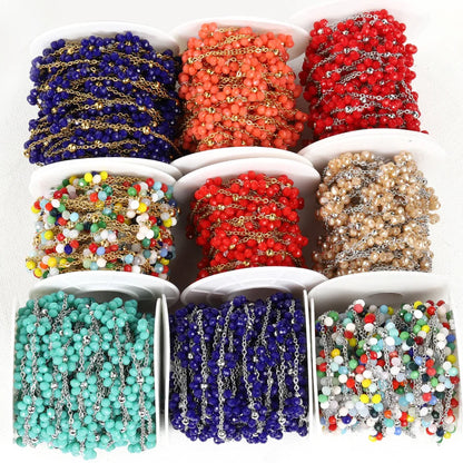 A1851 Hot Selling Stainless Steel Chain Enamel Colorful Flower Stainless Steel Chain Bulk Jewelry Finding Accessory