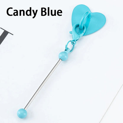 DIY Beadable Keychain Bar with Heart Sticker Adhesive Cup Pendant Mini Lobster Clasp