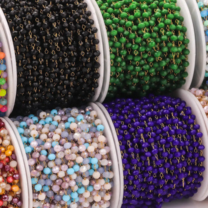 A1321 Fashion Handmade Stainless Steel Chain Beads Beaded Crystal Chain Colorful Chain for Necklace Bracelet Diy