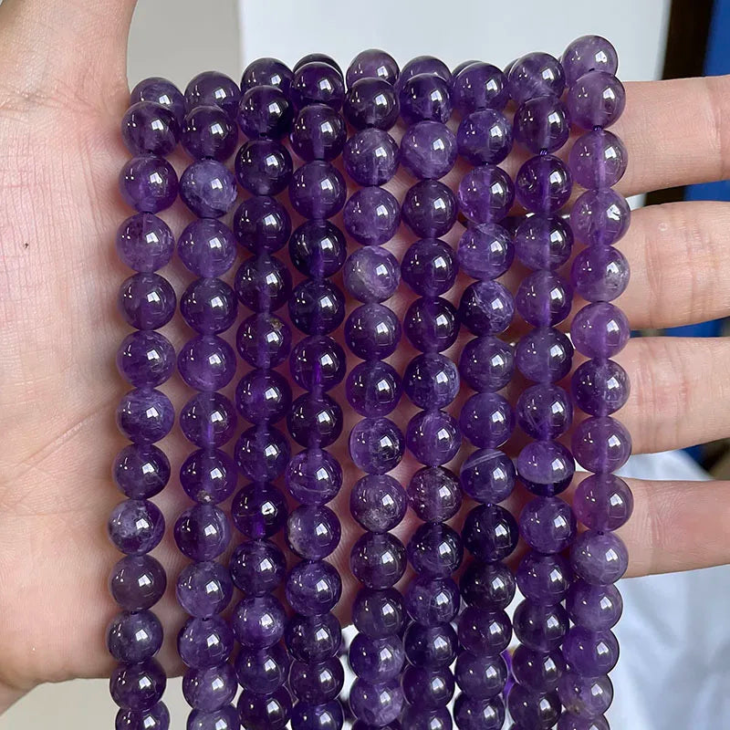 Wholesale Natural Stone Beads Amethyst Citrine Rose Quartz Crystal Gemstone Bead for DIY Jewelry Making 4 6 8 10 12 MM, 38CM