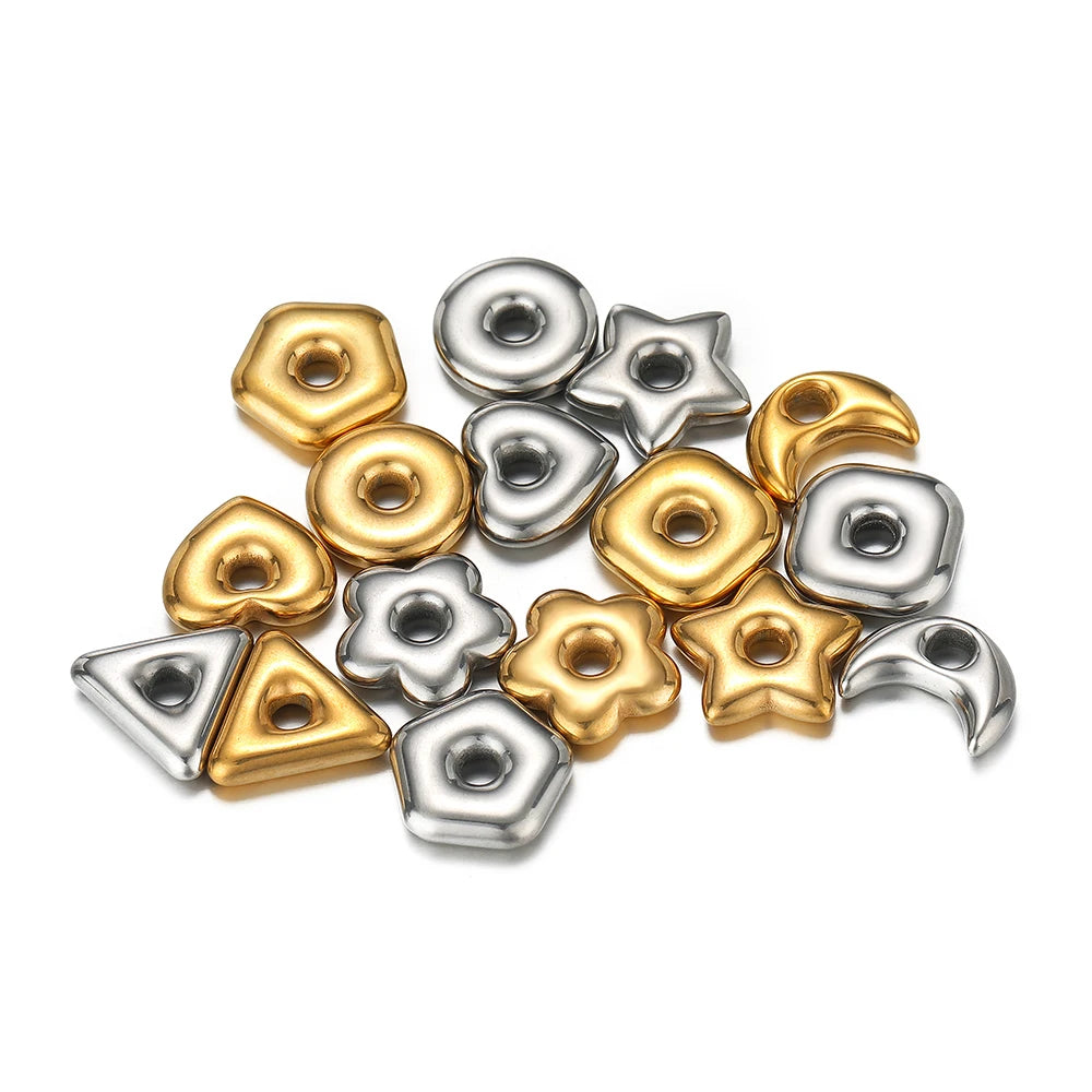 Non Tarnish Stainless Steel18k Gold Plated Hollow Star Heart Square Flower Charms Pendant for DIY Jewelry Earring Making