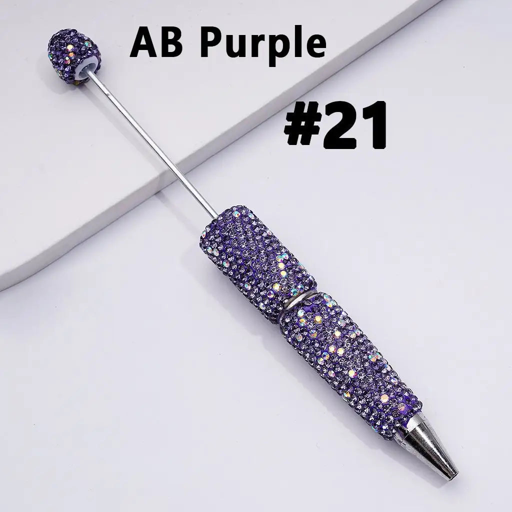 Full Rhinestone Beadable Clay Ballpoint Pens - DIY Beaded Plastic Pen for School Office Gift