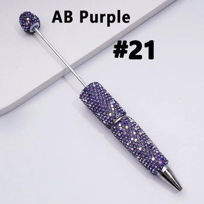 Full Rhinestone Beadable Clay Ballpoint Pens - DIY Beaded Plastic Pen for School Office Gift