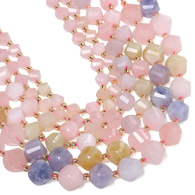 Faceted Helix Twisted 6mm 8mm 10mm Jade Agate Gemstone Beads, Cut Stone Obsidian Rose Quartz Bead for DIY Jewelry Making 18CM