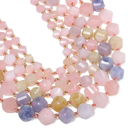 Faceted Helix Twisted 6mm 8mm 10mm Jade Agate Gemstone Beads, Cut Stone Obsidian Rose Quartz Bead for DIY Jewelry Making 18CM