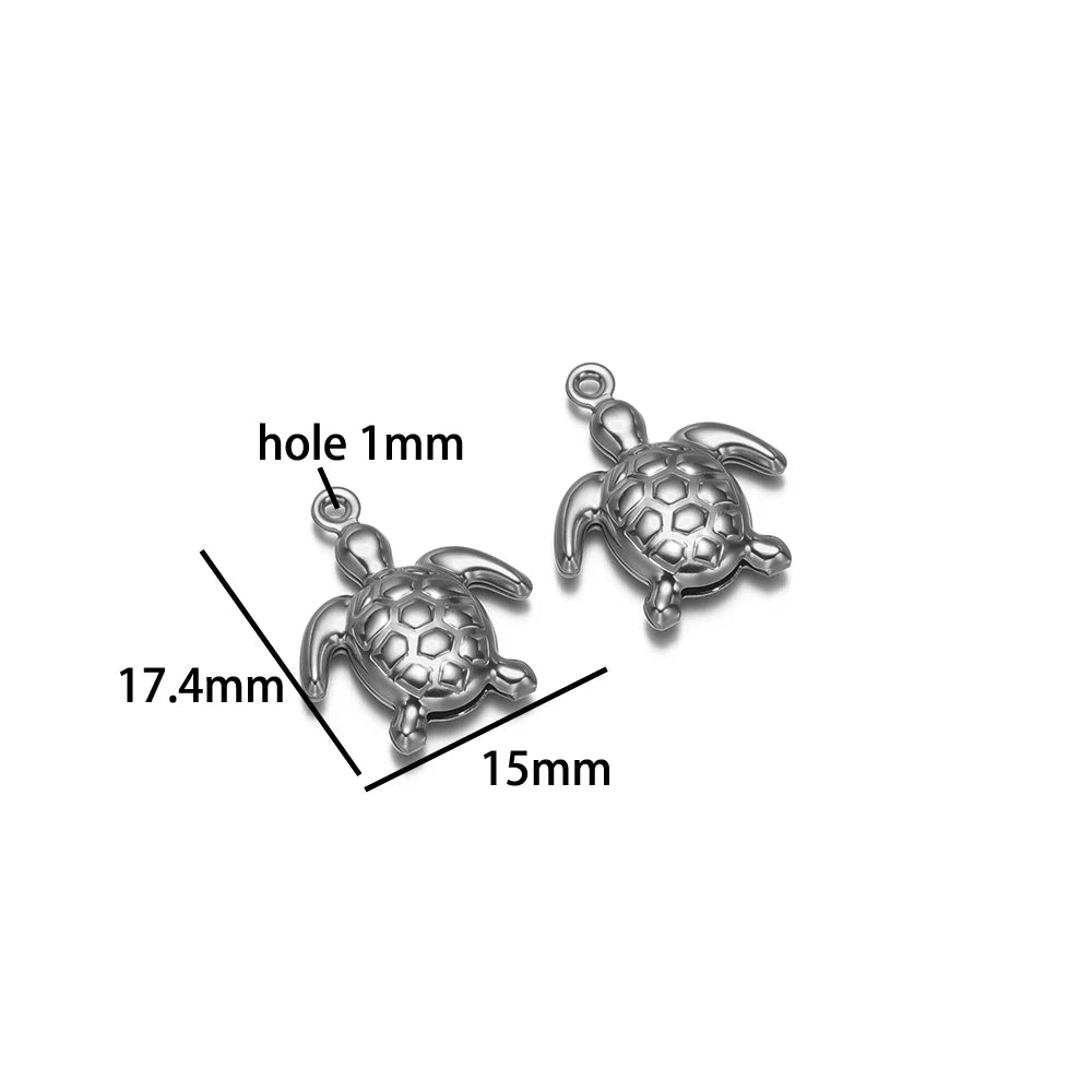 Vintage Stainless Steel 18k Gold Plated Shell Starfish Sea Turtle Sea Snail Charm Pendant for Jewelry Necklace Making
