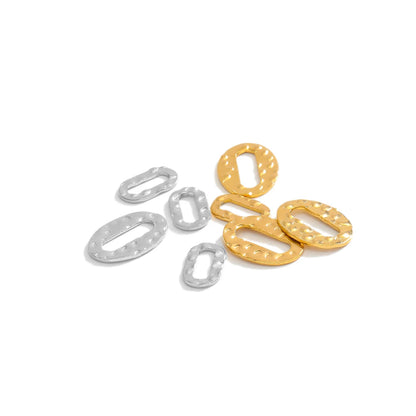 Wholesale Stainless Steel Gold Plated  Embossing Oval Slice Charms Pendants Necklace Connectors for Jewelry Necklace Making