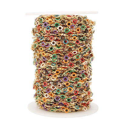 B3340 4.5mm Round Beaded Chain Colorful Bohemia Enamel Charms Chain Chains Rings for Diy