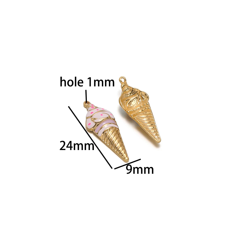 Wholesale 18k Gold Plated Stainless Steel Enamel Ladybird Insect Apple Strawberry Mushroom Charm Pendant for Jewelry Making