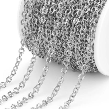 E184 Fashion Silver Gold Plated Chain Waterproof Stainless Steel Roller Link Chains for Jewelry Custom