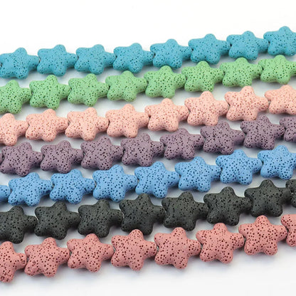 Wholesale Good Quality Many Colors Pink Blue Green Star Shape Volcanic Rock Lava Stone Beads for Jewelry Making 23mm