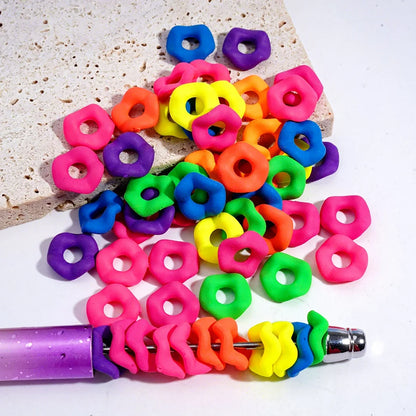 12MM Fluorescent Wavy Matte Rubber Acrylic Spacer Beads Bulk for Beadable Pen DIY Keychain Jewelry Making Wholesale