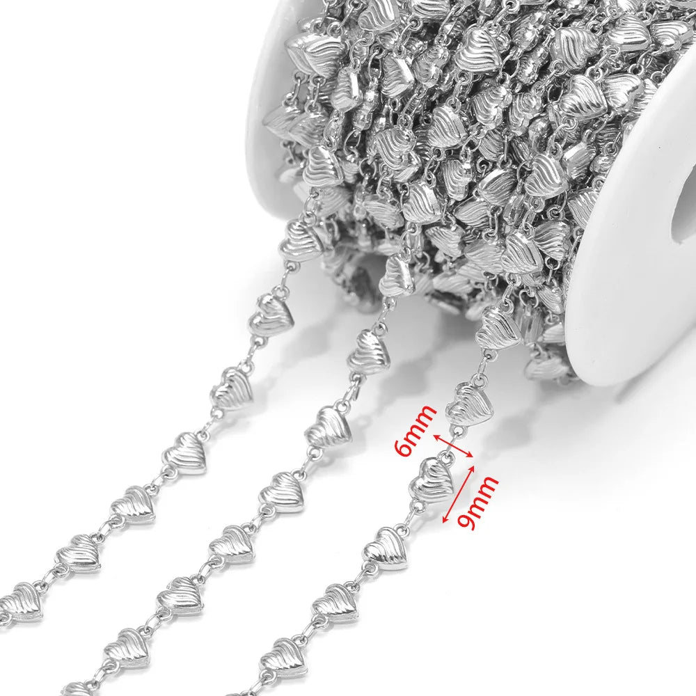 D864 Waterproof Stainless Steel Chain Heart cat Paw Shape Bulk Link Roll Chain for Necklace Bracelet Diy