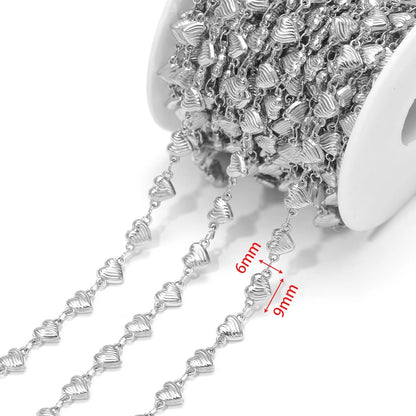 D864 Waterproof Stainless Steel Chain Heart cat Paw Shape Bulk Link Roll Chain for Necklace Bracelet Diy
