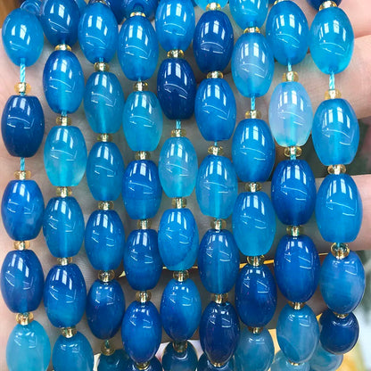 New Natural 8x12mm Rice Dyed Rainbow Colorful Agate Loose Bead, Mutil-color Agate Tourmaline for DIY Women Jewelry Making