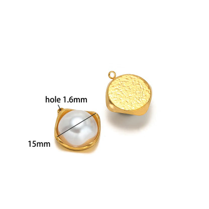 New Trend Stainless Steel Gold Plated Enamel Shell Heart Flower Bowknot Charm Pendant for Jewelry Making Wholesale