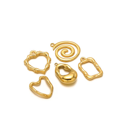 Hot Sale Fashion 18k Gold Plated Stainless Steel Creative Spiral Vortex Heart Square Handbag Charm Pendant for Jewelry Making