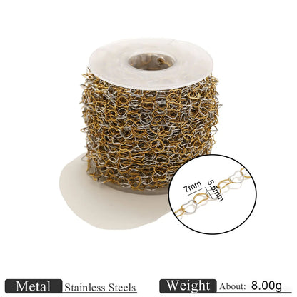 D1060 Two Tones Gold Silver Mixed Stainless Steel Chain Heart Oval Rope Paper Clip Chains PVD 18K Gold Plated for Jewelry DIY