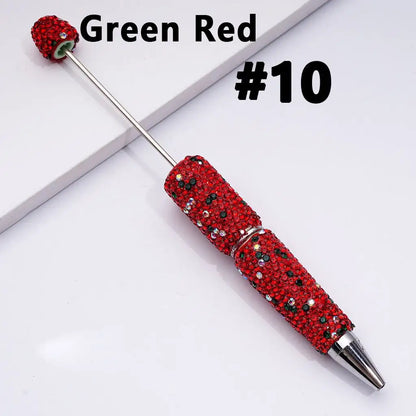 Full Rhinestone Beadable Clay Ballpoint Pens - DIY Beaded Plastic Pen for School Office Gift