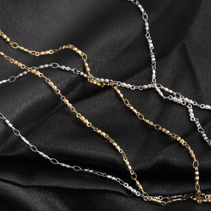 D326 Non Tarnish Vacuum Plated Stainless Steel Chain 18k Gold Silver Plated Bead Roll Bulk Chain for Necklace Bracelet Diy