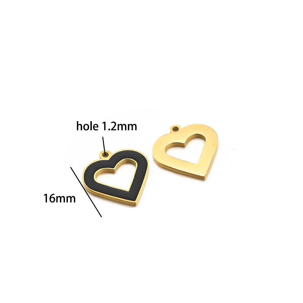 European American Style Stainless Steel Gold Plated Enamel Heart Eye Butterfly Charm Pendant for Jewelry Necklace Making