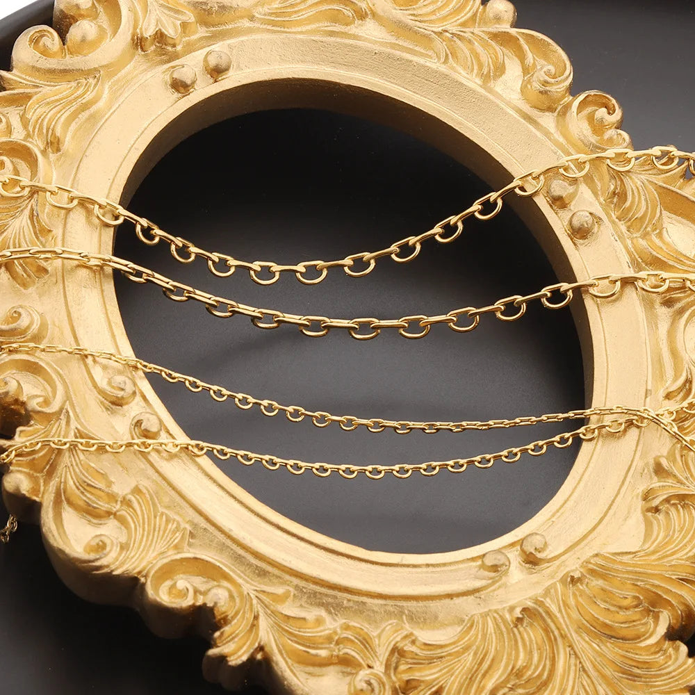 D144 Hot Fashion 18k Gold Plated Chain Necklace Bracelet Jewelry Making Bulk Roll Chain Wholesale