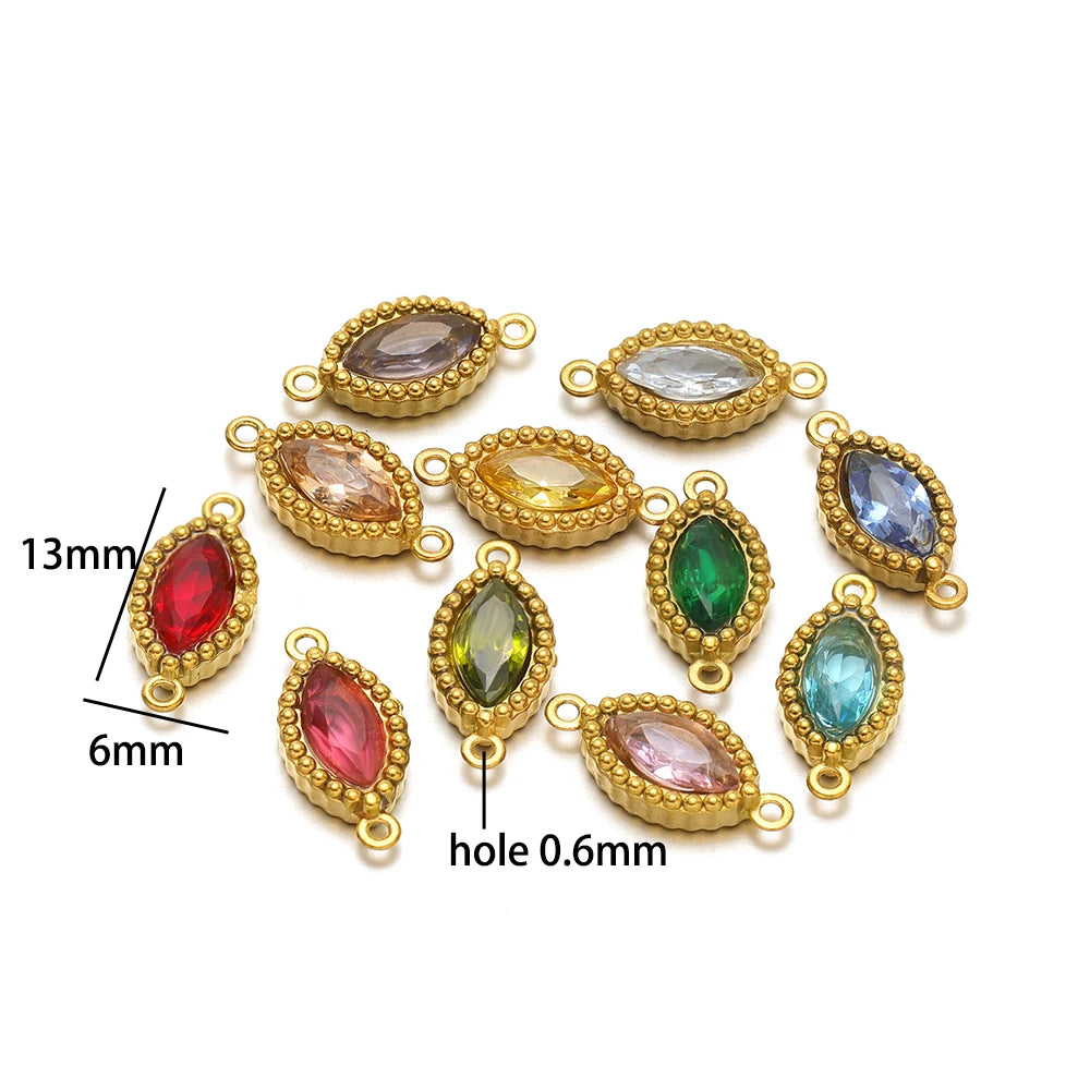 Fashion Hot Double Hole Stainless Steel 18k Gold Plated Water Drop Charm Pendant for Jewelry Making Wholesale